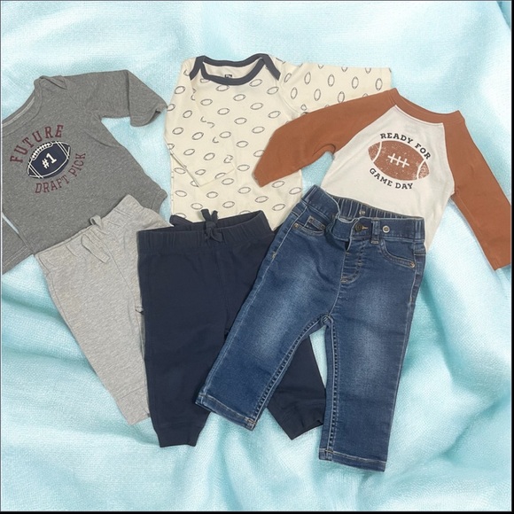 Football Themed Baby Clothing Sets in Brown , Gray and blue - Picture 1 of 10